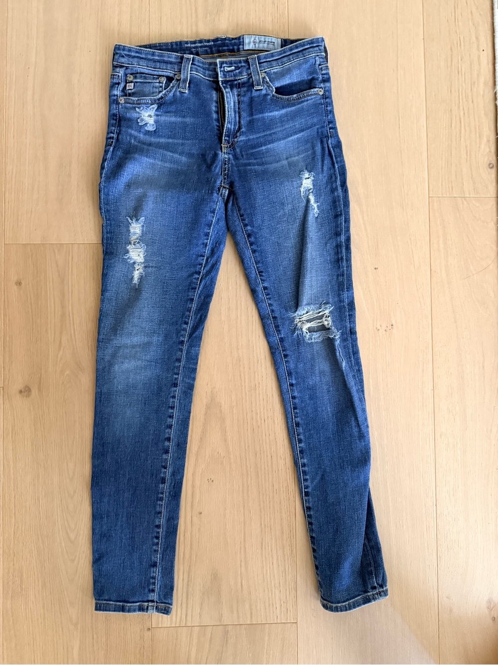 AG Super Skinny Ankle Distressed Jeans Size 26R Blue